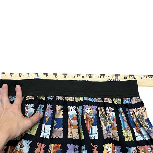 Hemet Loteria Card Print Skirt XL Fit And Flare Mini Dia De Los Muertos Mexican - Picture 7 of 9